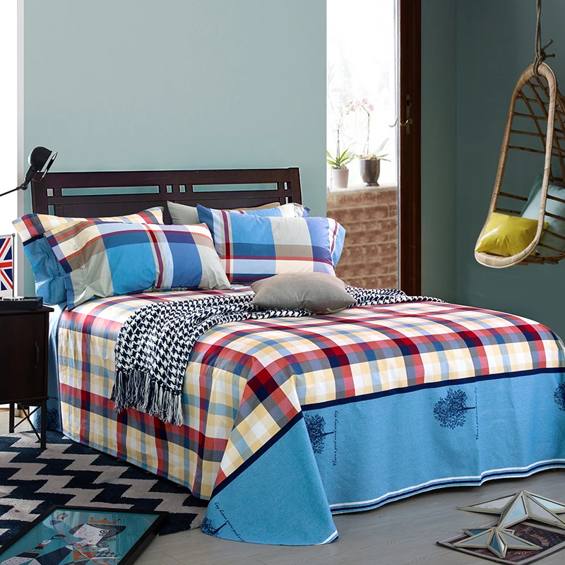 Waliicorners 4pcs 100%Cotton Printed Bedding set Button Duvet Cover set Bedsheet Pillowcases Queen King Size bed linen 46 IMG_4648