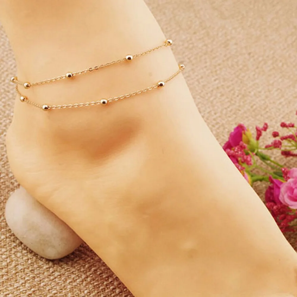 

Anklet Jewelry Double Layer Chain Link Tassel Foot Bracelet Toe Anklet Barefoot Beach Women Ankle Bracelets Girl Lady Gift