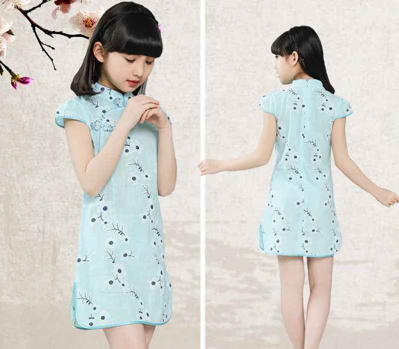 Girls Children's Cheongsam Chinese Qipao Ball Gown Dress Clothing Summer Multi-Colors Baby Kids Party Performance Dresses clothes (14)