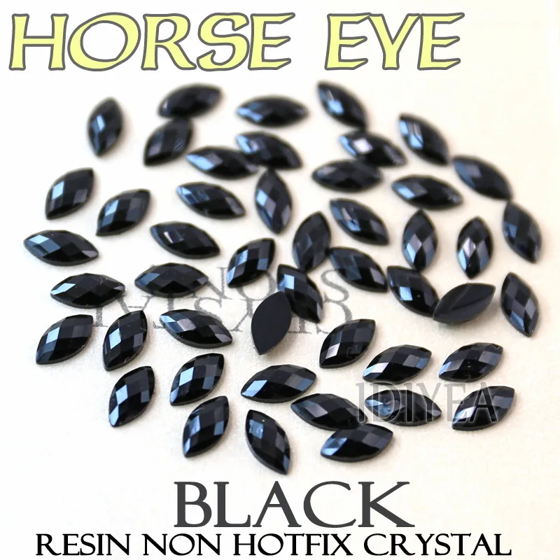 3x6 4x8 5x10 мм гайка черный Стразы «лошадиный глаз», дизайн ногтей Кристалл акриловая смола не горячей фиксации Flatback Блестки для DIY аксессуары