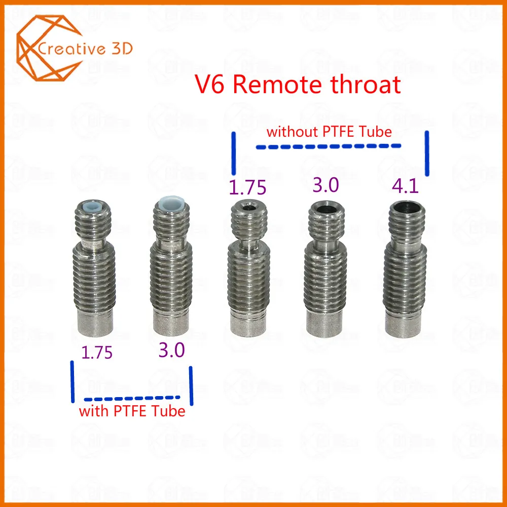 

5PC/lot 3D Printer Part V6 Remote Throat Heat Break Hotend M6 For 1.75 /3.0/4.1mm Filament Stainless Steel v6 Throat