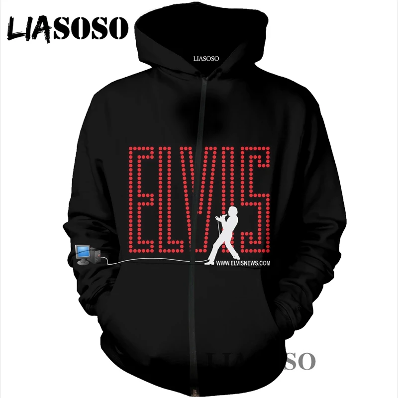 LIASOSO 3D принт для женщин и мужчин Elvis Presley King of Rock толстовки с капюшоном