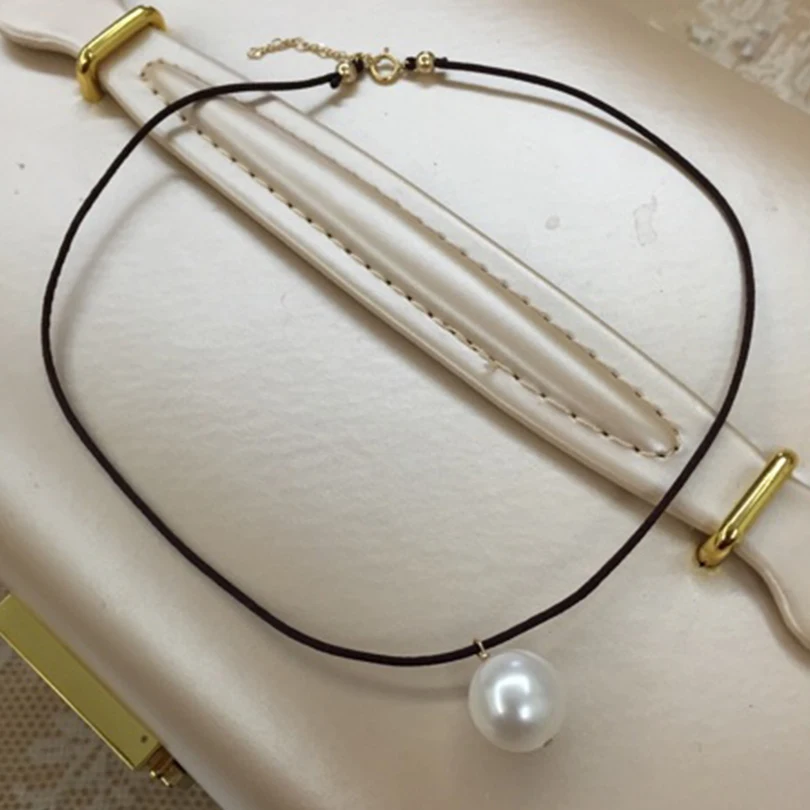 Female Pearl Pendant Necklace Near Round Tiny Flaw Engagement Jewelry Wedding Party Elegant Lady Accessories Pendant Jewelry