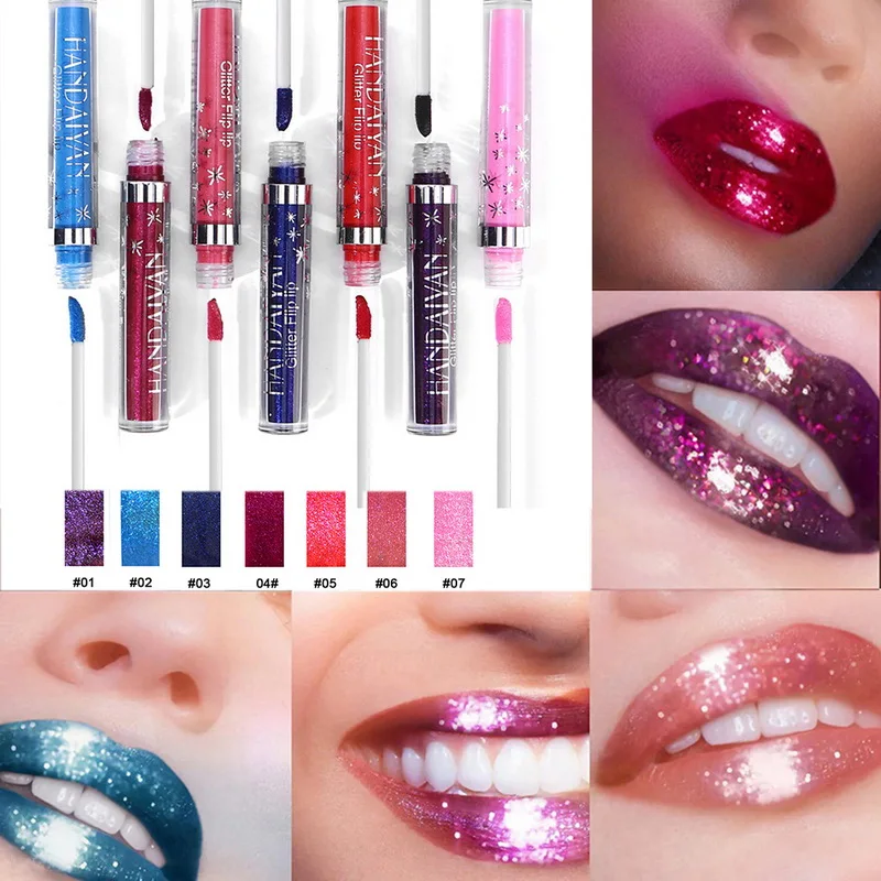 

Hot Sale Liquid Lipstick Glitter 7 Colors Shining Lips Makeup Radiate Lipgloss Waterproof Lip Gloss Long-lasting Cosmetics Levre