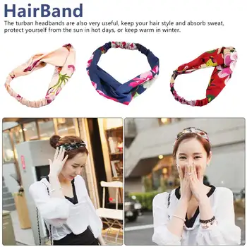 

Women Girls Summer Bohemian Hair Bands Print Headbands Retro Cross Turban Bandage Bandanas HairBands Hair Accessories Headwrap