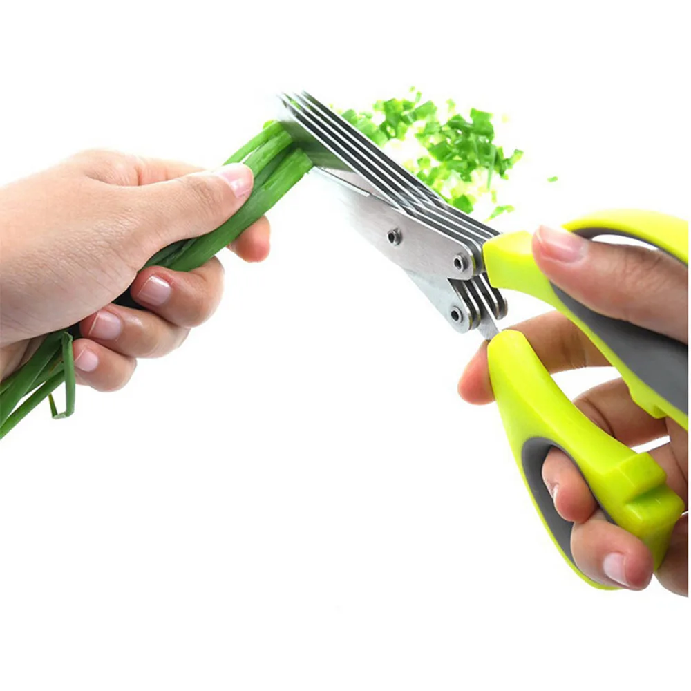 2017 New 5 layers Stainless Steel Kitchen Scissors Kitchen Tools Five Green Onion Cut Multifunction Knife