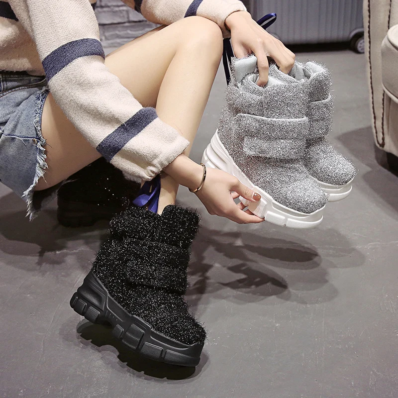 2019 Women Winter Ankle Boots Wedge Platform Sneakers Woman Boots 10CM Height Increaseing High Top Shoes Autumn Botas Feminina 2019 Women Winter Ankle Boots Wedge Platform Sneakers Woman Boots 10CM Height Increaseing High Top Shoes Autumn Botas Feminina