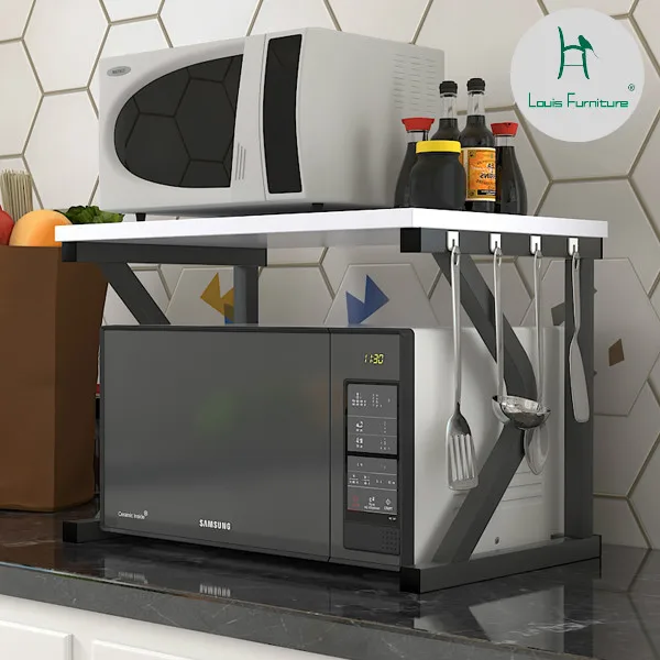 

Louis Fashion Kitchen Islands Simplified Double Shelf for Microwave Oven Rack