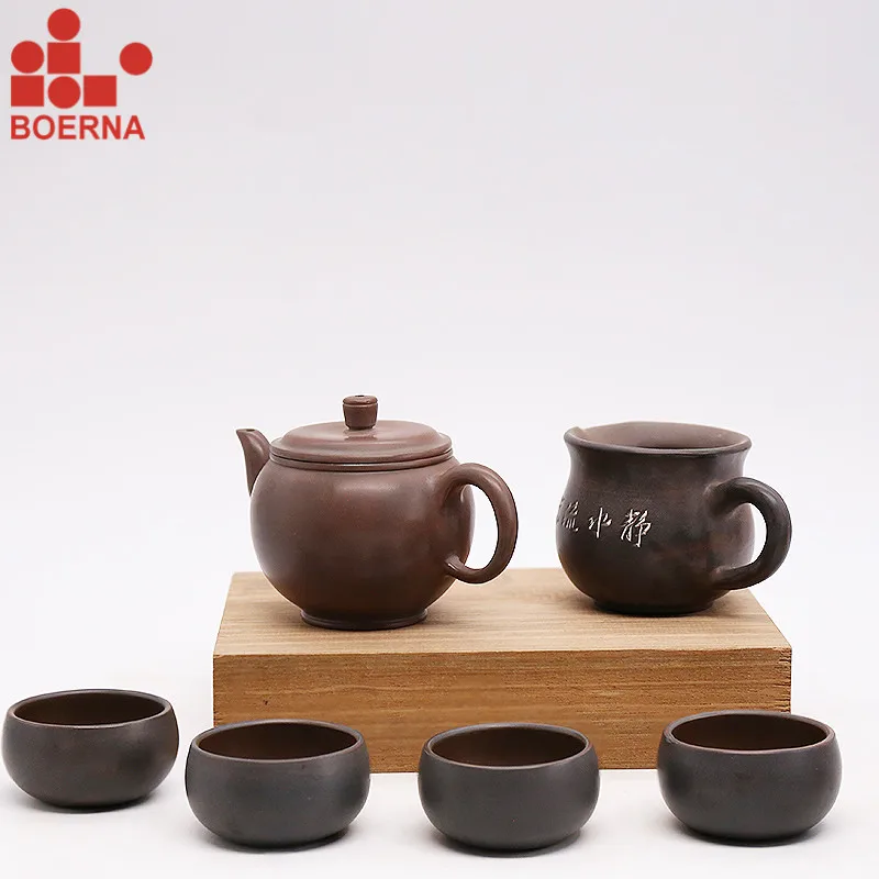 

Authentic Kung Fu Tea Set With 1 Teapot 4 Cups 1 Gongdao Cup Nixing Clay Kettle Infuser Handmade Teapot Ceramic Nixing Teapots
