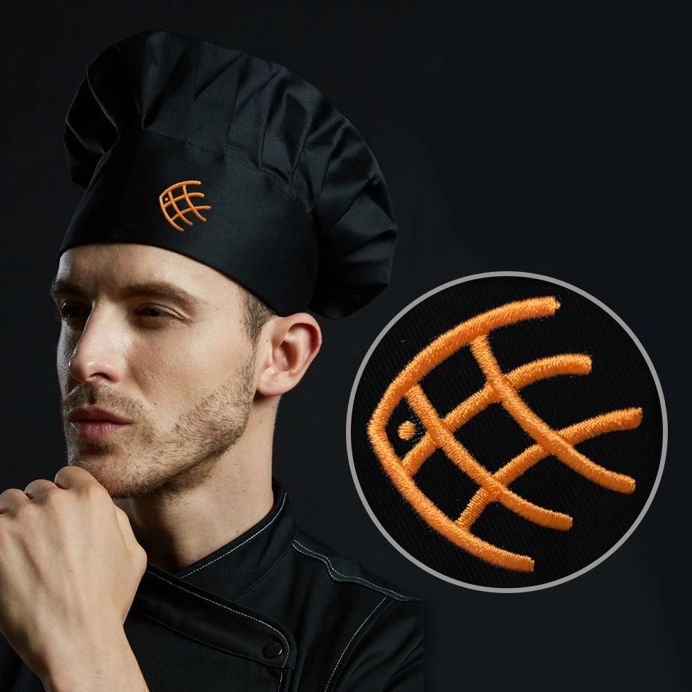 Novelty Chef Knife Embroidered Design Chef Waiter Cook Hat Unisex Adjustable Kitchen Restaurant Cooking Baker BBQ Black Work Hat - Цвет: 4