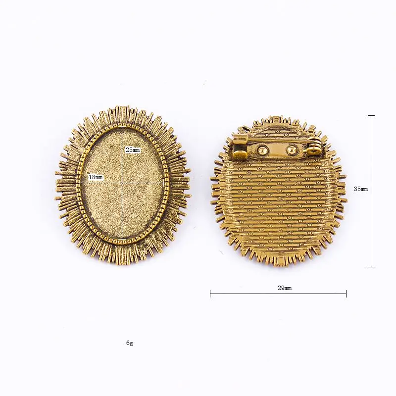 

New Fit 25x18mm Brooch Antique Gold Pendants Setting Cabochon Cameo Base Tray Bezel Blank DIY Jewelry Finding