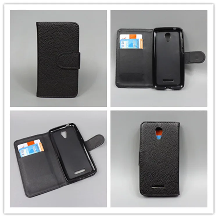 

For Alcatel One Touch Pop 4 Plus 5056D POP 4+ 5056 5.5inch Lichi Texture LeatherCase Pouch Flip case Card Holder and pouch slot