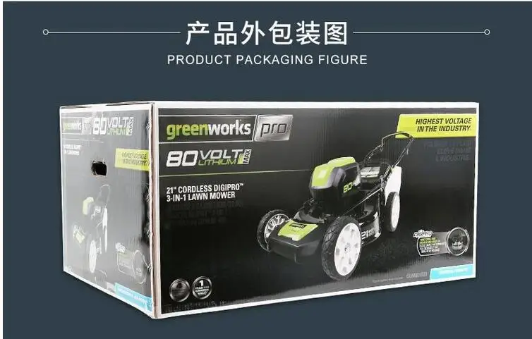 Greenworks 80V Аккумуляторный бесщеточный газонокосилка стальная палуба 21 дюймов 3-в-1 отходов вторичной переработки пластмасс сзади сумка и боковой разгрузки с 5.0ah батарея