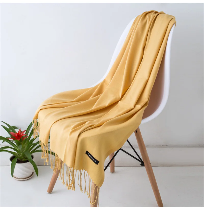 2019 модные зимний шарф женский платок палантин близко к коже кашемировый шарфы женские чистый цвет мягкий платки женские 180*70cm