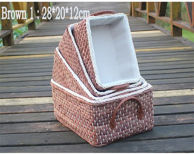 Cestas de mimbre De Almacenamiento Soven Paja Cesto de la ropa Niños