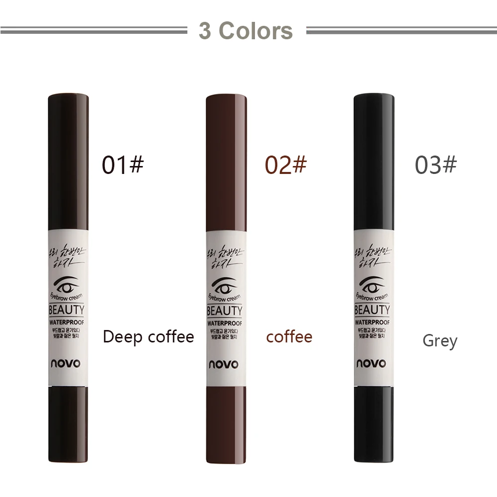 NOVO 3 Colors Eyebrow Cream Gel Make Up Waterproof Eye Brow Gel Long-lasting Natural Makeup Eyebrow Pencil Enhancer With Brush