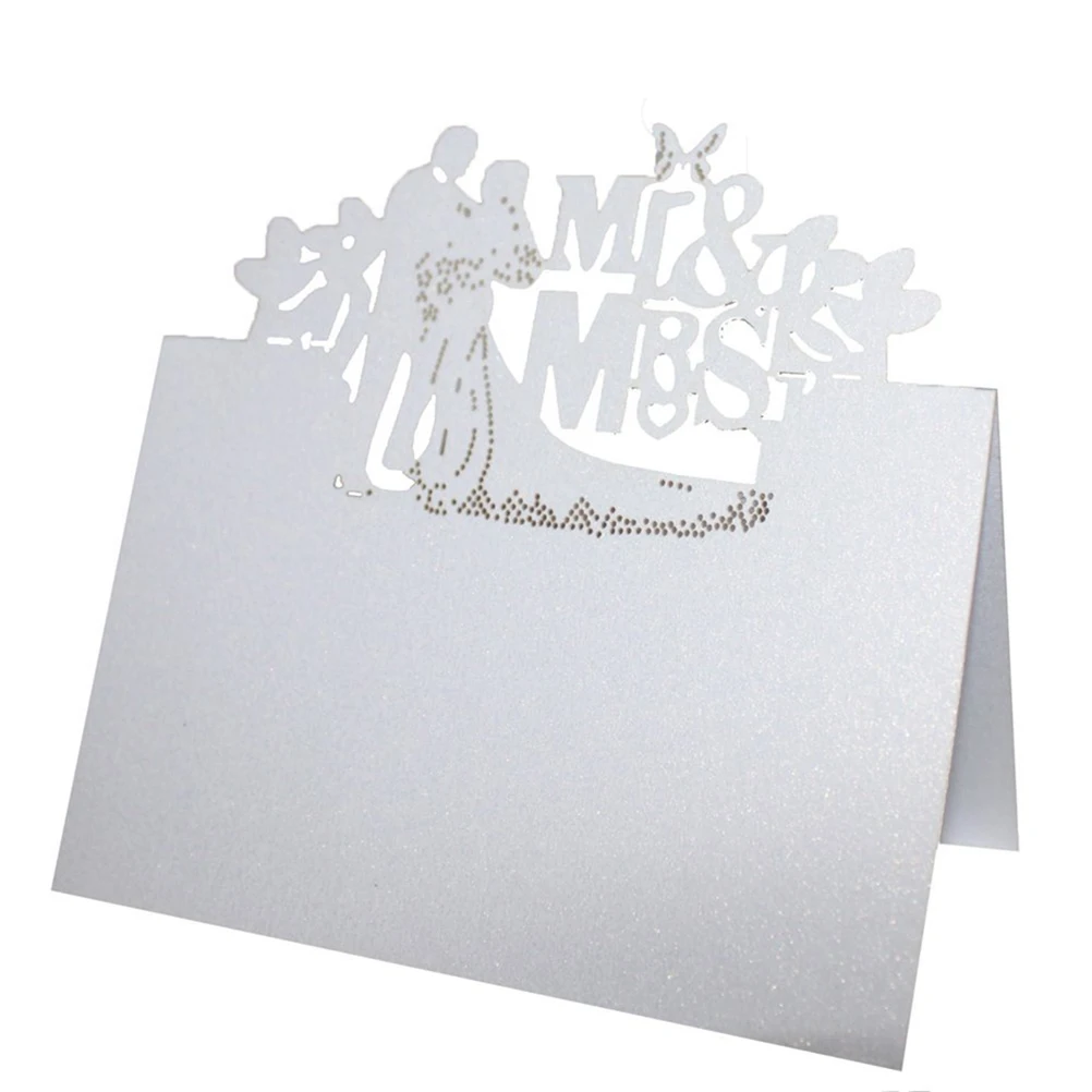 

50pcs MR & MRS Style Wedding Laser Cut Decor Table Cards Wedding Party Table Name Place Cards Favor Decor Wedding Decoration