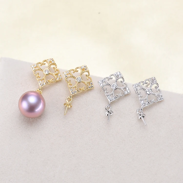 

2 Color 925 Silver Pearl Earrings Fashion Beautiful Drop Earrings Findings Exquisite Jewelry Parts Fittings Women's Accessories