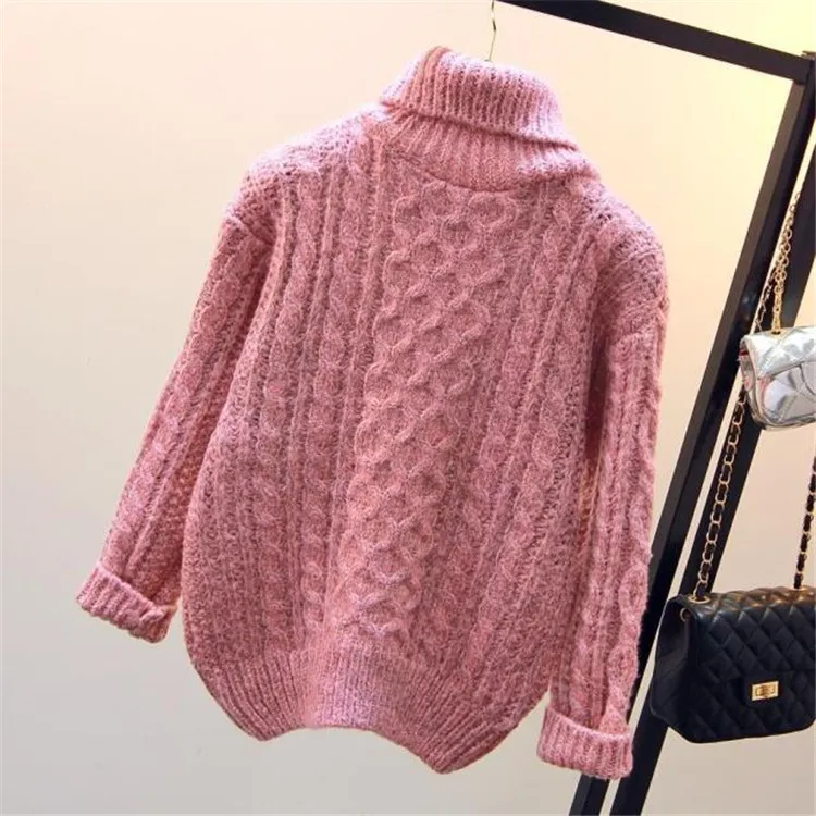 Хит, осенний и зимний Стильный пуловер с длинным рукавом, вязаный женский свитер - Цвет: Розовый