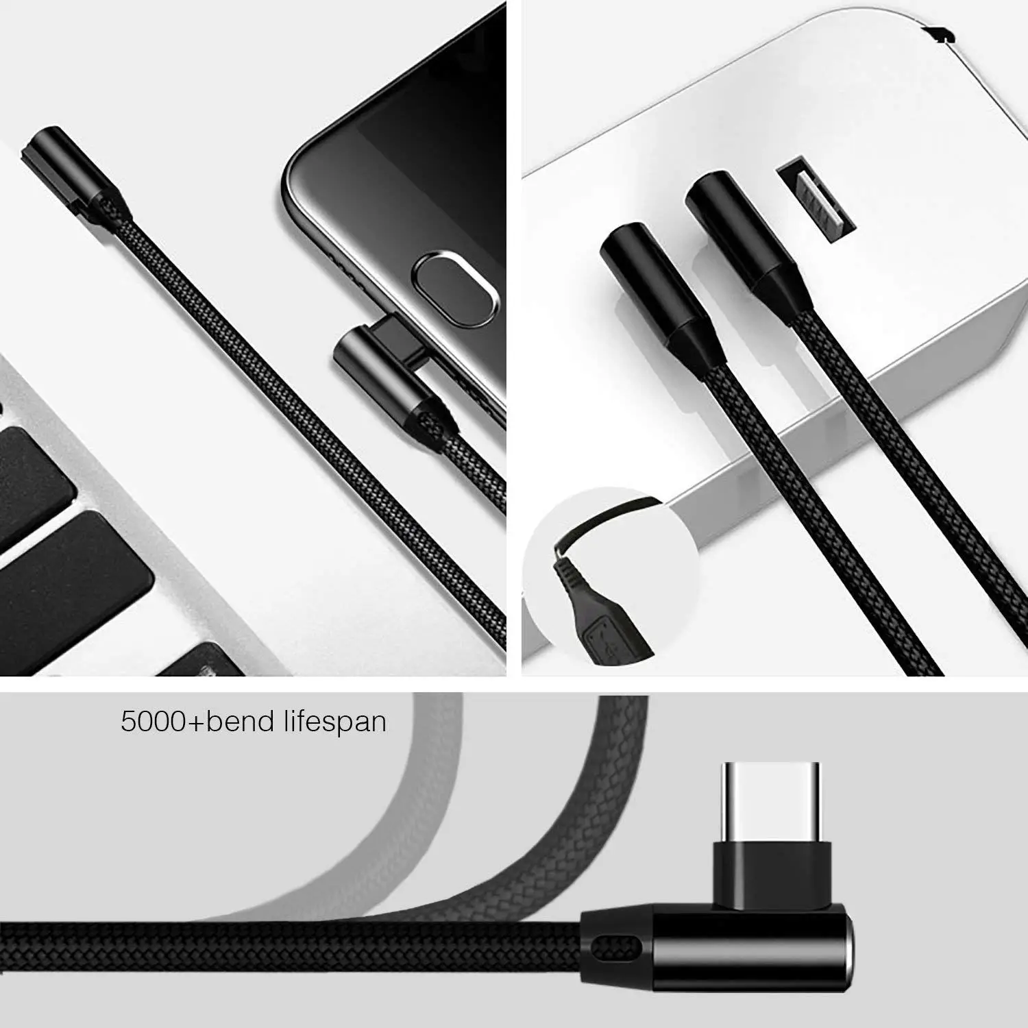 Тип usb C до USB 3,0 быстрый заряд кабеля, двойной под углом 90 градусов; Интерфейс Двусторонняя USB-C кабель для samsung S8 Note 8, LG, V20 G6
