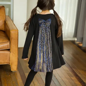 

New Girl Dress Autumn Winter 2019 Baby Cute Dress Bow Children Princess Dress for Party Thicken Velvet Toddler Shirt Dress,#3459