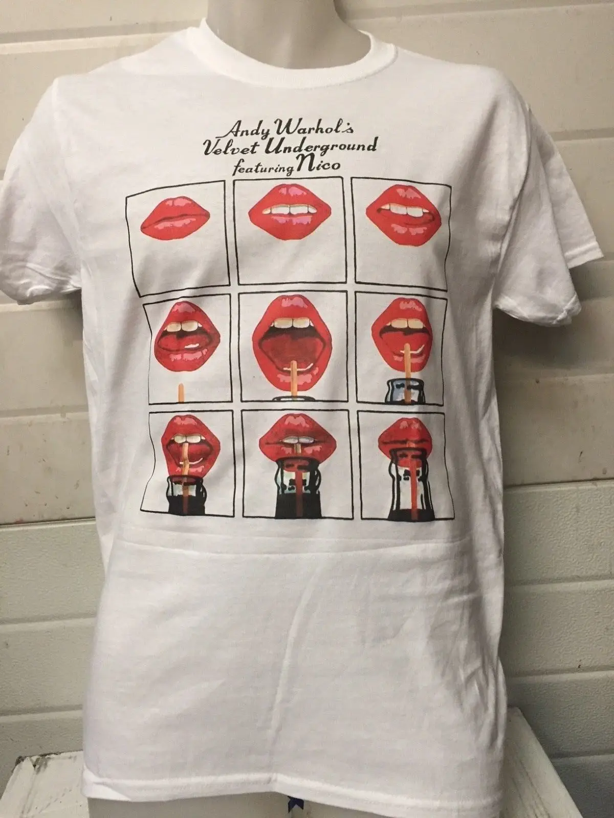 

VELVET UNDERGROUND LIPS WHITE T SHIRT lou reed john cale punk cbgb's summer o neck tee, free shipping cheap tee,2019 hot tees
