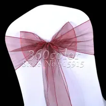 100 шт бордовая красная прозрачная органза стул пояса чехлы с бантом свадебные вечерние украшения