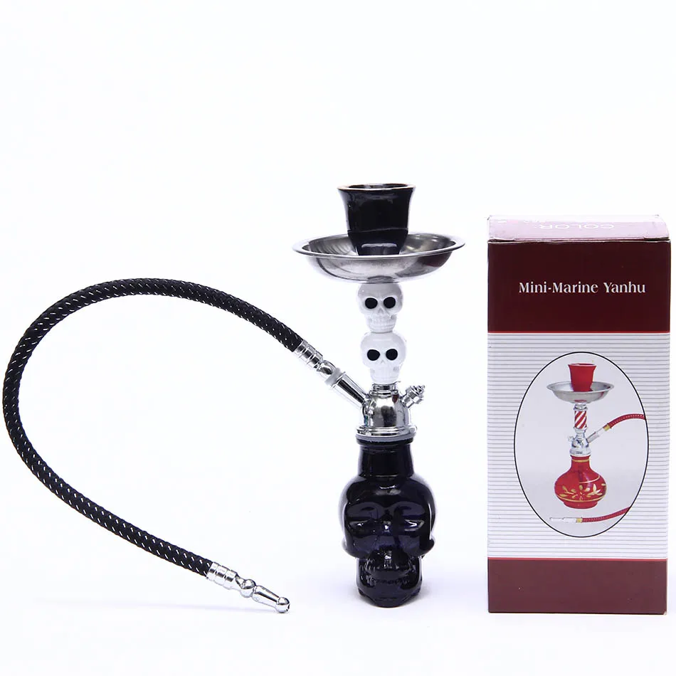18cm White Blue Green Black Red Lighter Art Glass Skull Hookah Shisha Hookahs Smokingsmoking