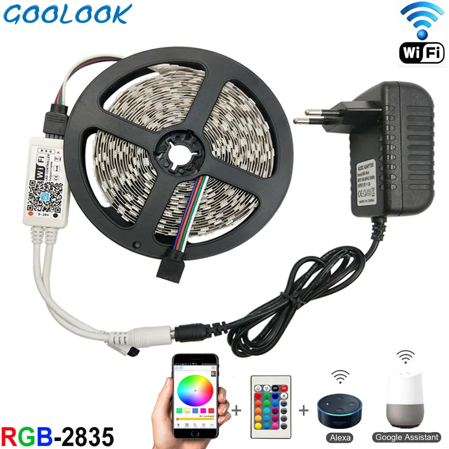 СВЕТОДИОДНАЯ лента SMD 2835 RGB Светодиодная лента 5 м 10 м Светодиодная гибкая лента RGB световая лента 3528 Светодиодная лента диод DC12V + контроллер полный комплект|led strip lights smd|rgb led strip lightled strip light | АлиЭкспресс