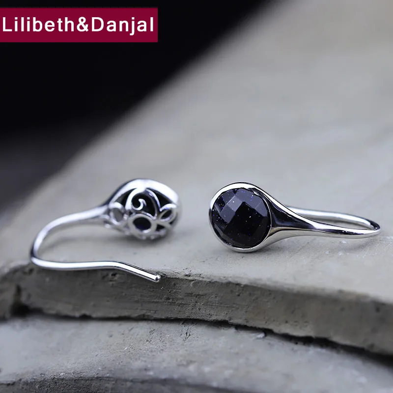 Earrigs для женщин 100% реальные 925 серебро Fine Jewelry Natural Blue Sand Stone 2018 мода на День матери