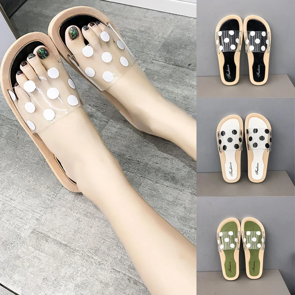 

New store opening offer Women Transparent Word With Flat Slippers Wave Point Wearing Beach Sandals Shoes buty damskie %40