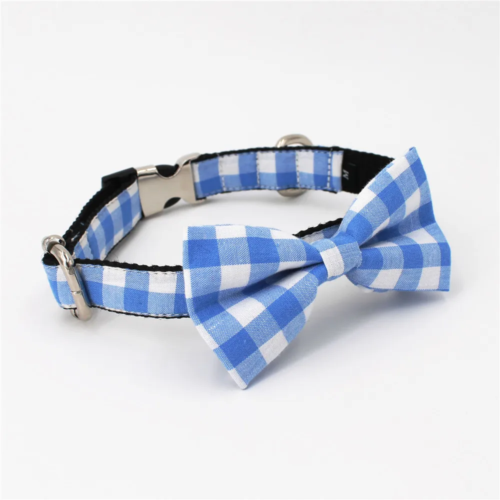Синий ошейник для собак с галстуком-бабочкой ручной работы персональный изготовленный на заказ ошейник для собак и кошек XS-XL
