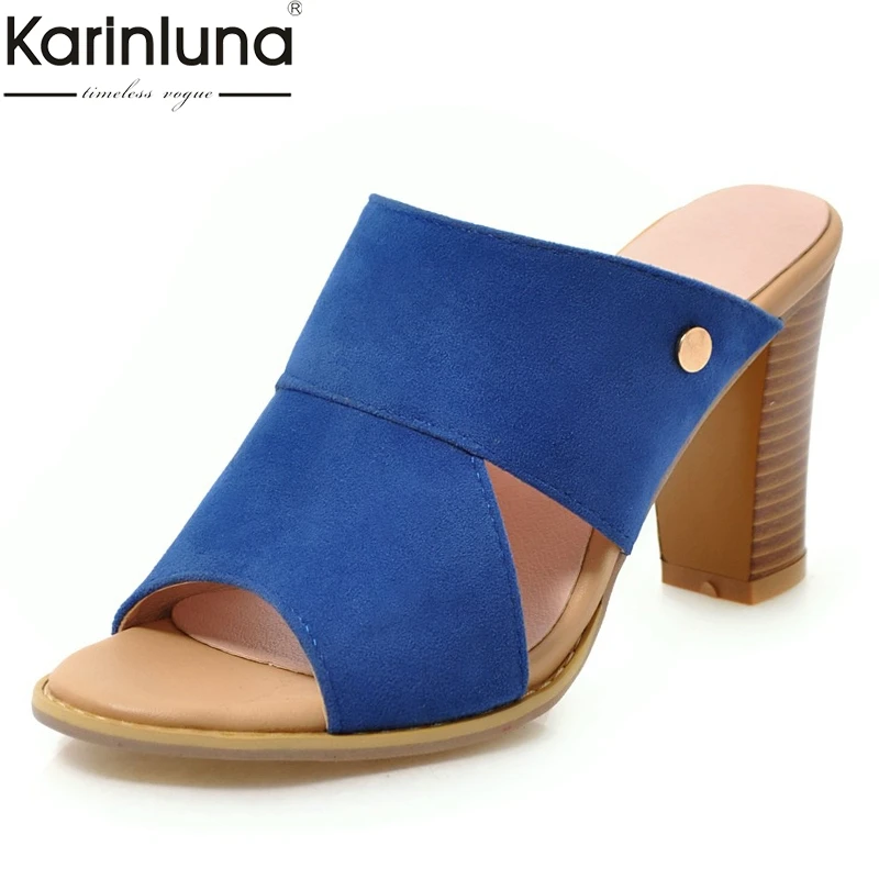 

Karinluna sexy large Size 34-43 square high Heels Shoes Woman Party office lady mules pumps women shoes summer sandals