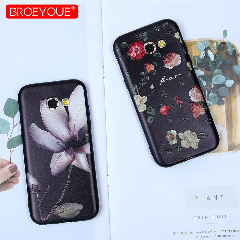 

BROEYOUE Case For Samsung Galaxy S9 S8 A5 A3 A7 A8 J3 J5 J7 2016 2017 2018 S7 Edge Plus 3D Relief Soft TPU Matte Flower Cases
