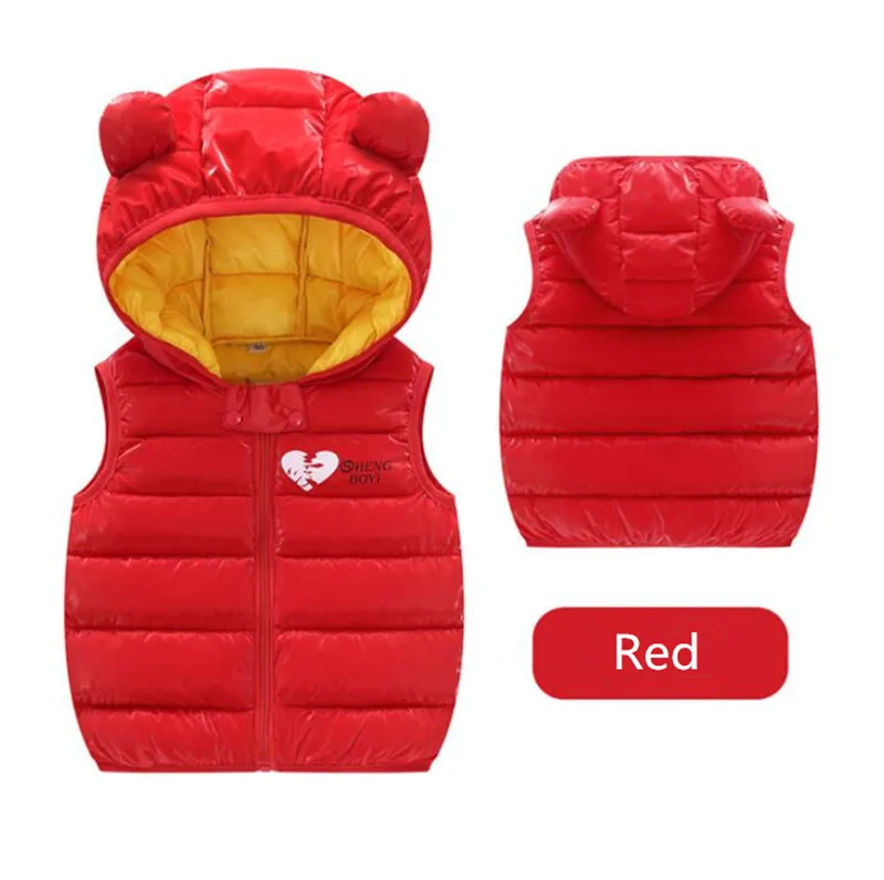 Детский жилет; куртка без рукавов; детская одежда; жилеты для мальчиков; хлопковый жилет для маленьких девочек; сезон осень-зима; Верхняя одежда; куртки - Цвет: Red