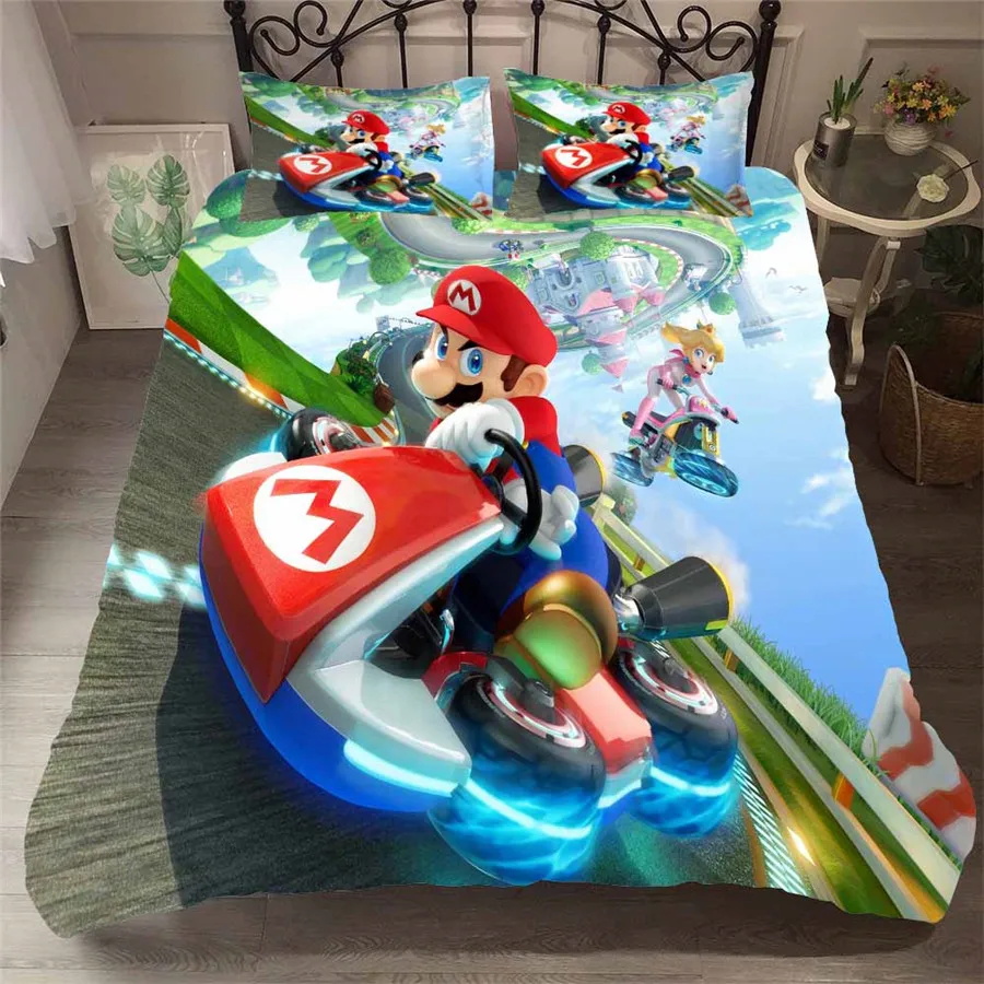 HELENGILI 3D Постельное белье Марио печати постельное белье Bedcloth с наволочкой кровать набор домашнего текстиля# MLA-14