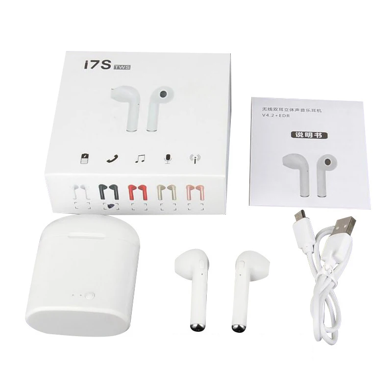 I7S TWS Bluetooth наушники портативные беспроводные с зарядным устройством мини bluetooth