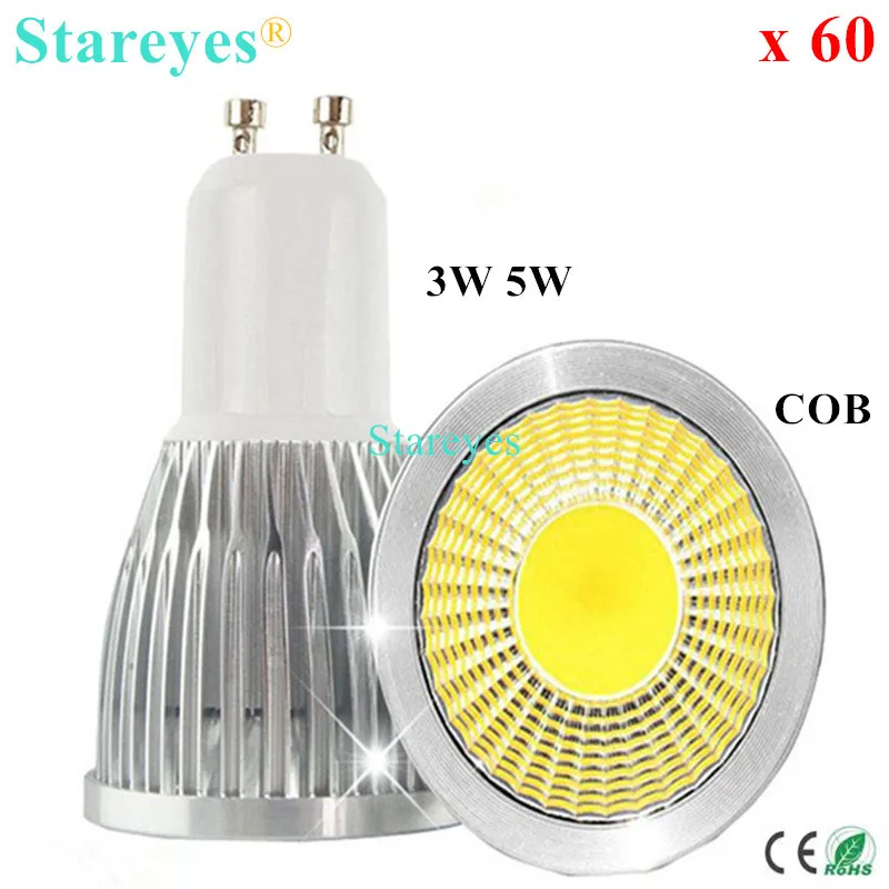 Бесплатная доставка 60 шт. затемнения 3 Вт 5 COB свет GU10 E27 MR16 B22 E14 GU5.3 LED Точечный