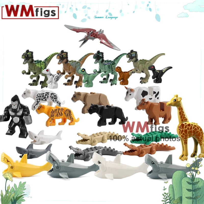 

Crocodile Black Panther Shark Cow Zoo Thestral Elk Dino Animals Dinosaur Brick Kit Building Blocks Model Toys for Children Gift