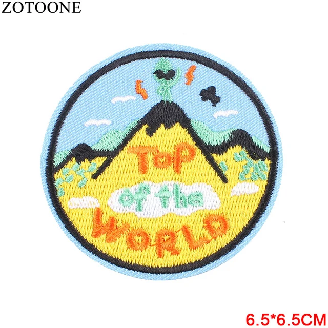 ZOTOONE Round UFO Parches Embroidered Iron on Patches For Clothing DIY Motif Stripes Clothes Stickers Alien Astronaut Badges E 12