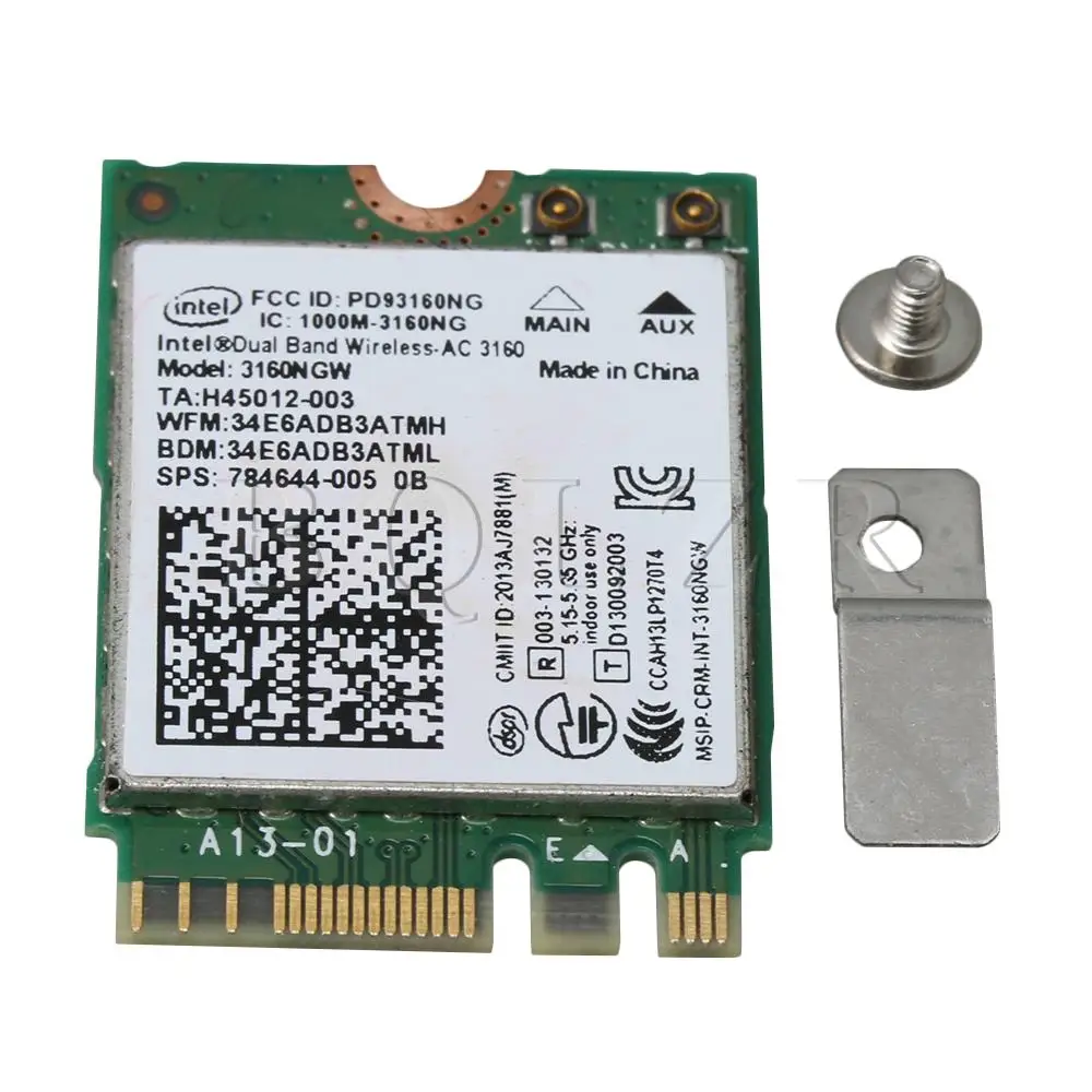 

BQLZR Wireless 3160AC Card for Intel 3160NGW NGFF M2 2000Mbps WiFi Bluetooth 4.0 Supports Windows 10 Win7 Win8 Linux