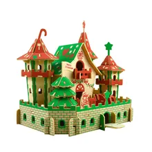 Деревянные рождественские модели замков 3D Пазлы Детские DIY Строительные наборы творческие детские рождественские подарки развивающие игрушки