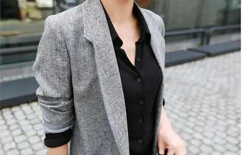  2016 Hot Selling  Spring Women Casual Long Thin Blazers Coats Notched Collar Full Sleeve Single Button Fashion Cardigans   Y99