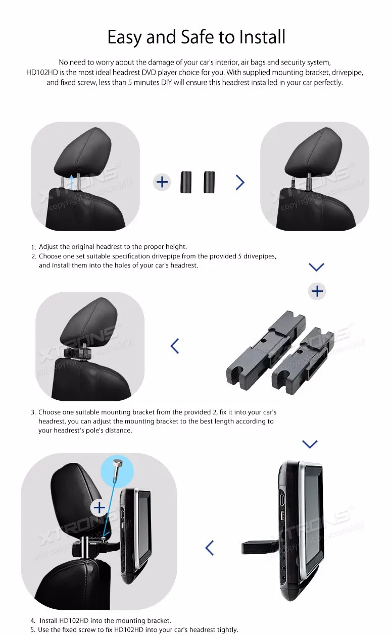 Sale 10.1" Touch Button Headrest Car DVD Car Headrest DVD Car Headrest Monitor DVD with HDMI Port & Front Flip Into Discs Design 16