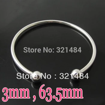 

50pcs Silver plated Metal Bangle 3mm diameter 63.5mm Bracelet Blank Base Tray Bezel Cabochon Setting