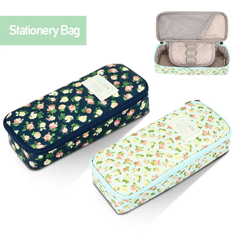 

Pencil Bag Pencil Case Pen Box Polyester Storage Pouch Protection Colorful Pencil Durable