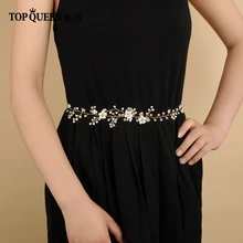 TOPQUEEN SH126 Свадебные пряжкой золотого цвета женские пояса с свадебное платье с жемчугом, с поясом со стразами на свадьбу платье для взрослых с поясом и цветами для девочек