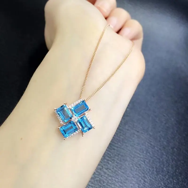 

2017 Qi Xuan_Blue Stone Simple Elegant Pendant Necklace_Real Blue Stone Necklace_Quality Guaranteed_Manufacturer Directly Sale