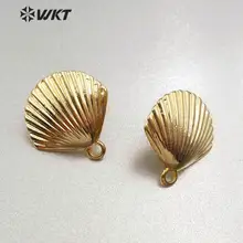 WT-JFE12 WKT золото окунутый 22,5-24 мм в виде ракушки серьга пост деталь для серег результаты для изготовления сережек diy