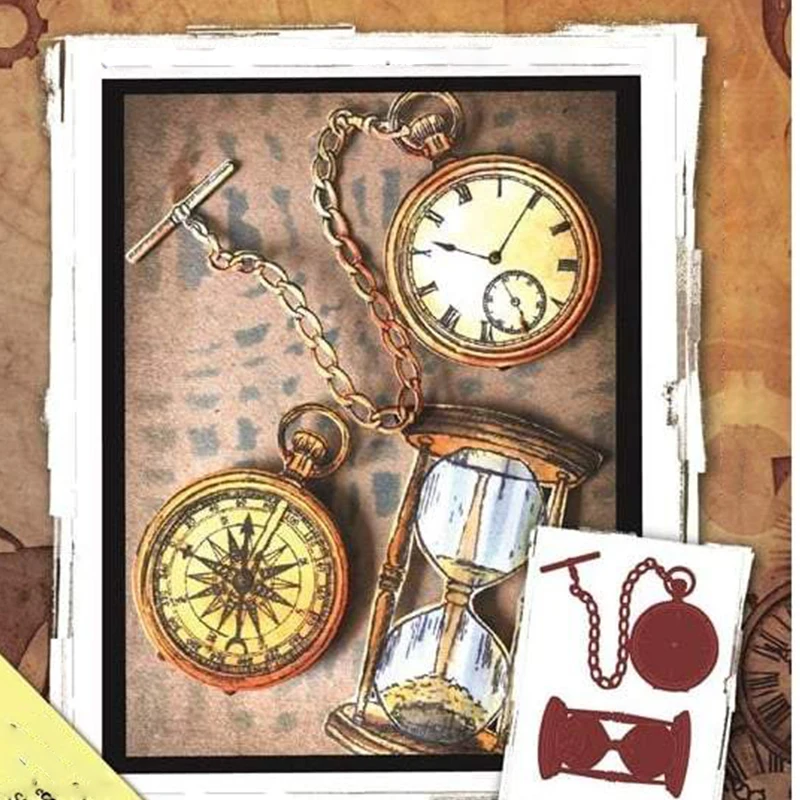 

Sand Clock Pocket Watch Metal Cutting Dies Stencils for DIY Scrapbooking Photo Album Decorative Embossing Craft Supplier Die Cut